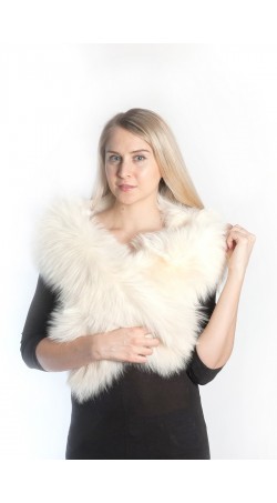 White cream fox fur scarf